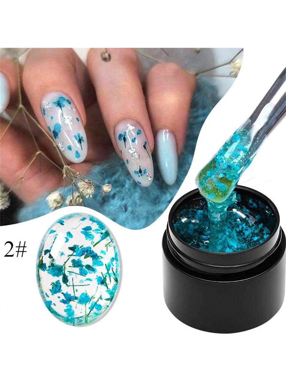 4 Boxes 5ml Floral DIY Nail Art Dried Flower Gum Gel Nail Polish Hybrid Varnishes Permanent Paint Flower Gel Need Base Top Coat Nails