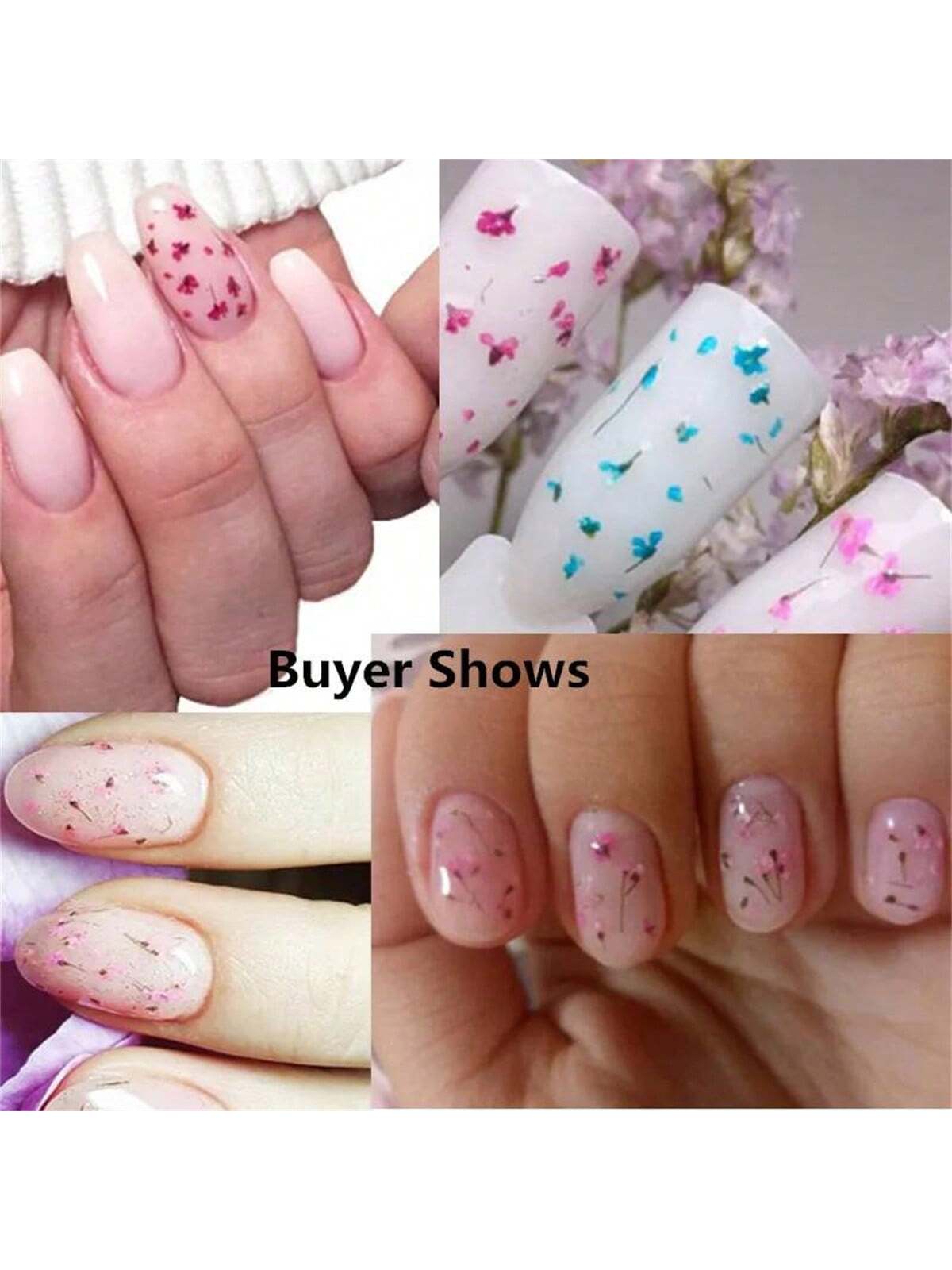 4 Boxes 5ml Floral DIY Nail Art Dried Flower Gum Gel Nail Polish Hybrid Varnishes Permanent Paint Flower Gel Need Base Top Coat Nails