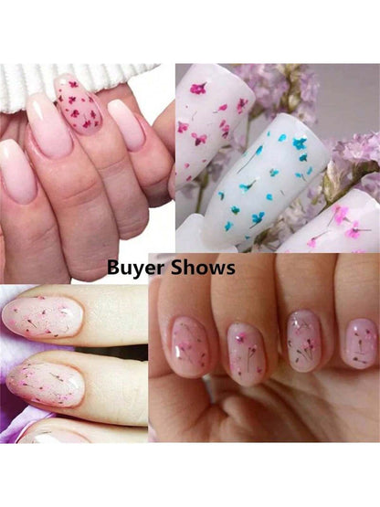 4 Boxes 5ml Floral DIY Nail Art Dried Flower Gum Gel Nail Polish Hybrid Varnishes Permanent Paint Flower Gel Need Base Top Coat Nails