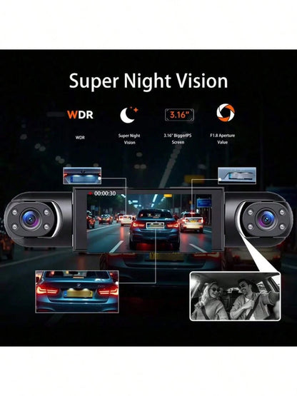 4-Channel Dash Cam, 360° Panoramic View, Front/Rear/Left/Right Recording, Equipped With 8 Infrared Night Vision Lights, Wide-Angle Lens, Loop Recording, G-Sensor, Parking Monitoring Function, Built-In