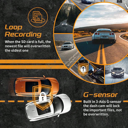 4-Channel Dash Cam, 360° Panoramic View, Front/Rear/Left/Right Recording, Equipped With 8 Infrared Night Vision Lights, Wide-Angle Lens, Loop Recording, G-Sensor, Parking Monitoring Function, Built-In