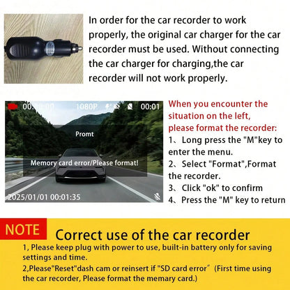 4-Channel Dash Cam, 360° Panoramic View, Front/Rear/Left/Right Recording, Equipped With 8 Infrared Night Vision Lights, Wide-Angle Lens, Loop Recording, G-Sensor, Parking Monitoring Function, Built-In