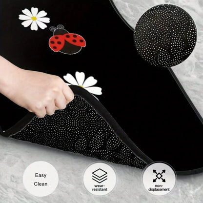 4 Cute Seven-Hole Worm And Sunflower Print Car Mats- All-Weather Polyester Floor Mats Suitable For Cars, Trucks, And SUVs- Designed For Comfort, Durability, And Easy Cleaning- An Ideal Gift For Car