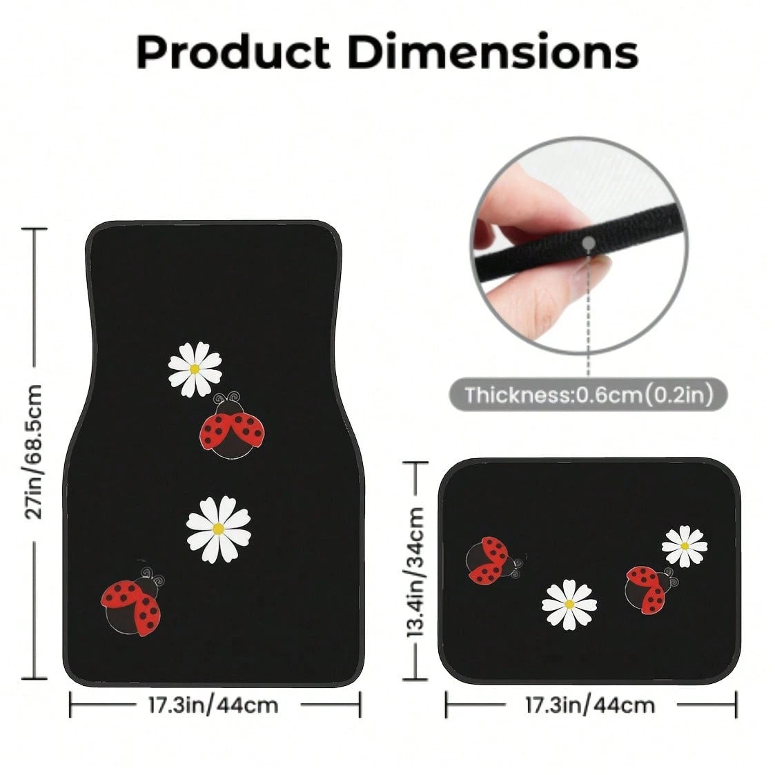 4 Cute Seven-Hole Worm And Sunflower Print Car Mats- All-Weather Polyester Floor Mats Suitable For Cars, Trucks, And SUVs- Designed For Comfort, Durability, And Easy Cleaning- An Ideal Gift For Car