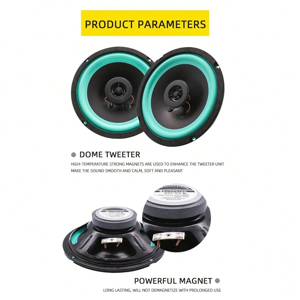 4 Inch 6.5 Inch Two-Way Car Coaxial Speakers Full Range Frequency Automotive Door Audio Stereo Subwoofer