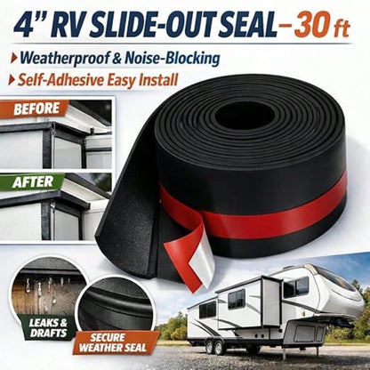 4 Inch RV Slide Out Seal, RV Slide Out Weather Stripping Wiper Seals With Adhesive Tape 30 Ft Truck Black Rubber Stripping For Keeping Out Noise And Weather, Camper Rubber Slide Out Seal