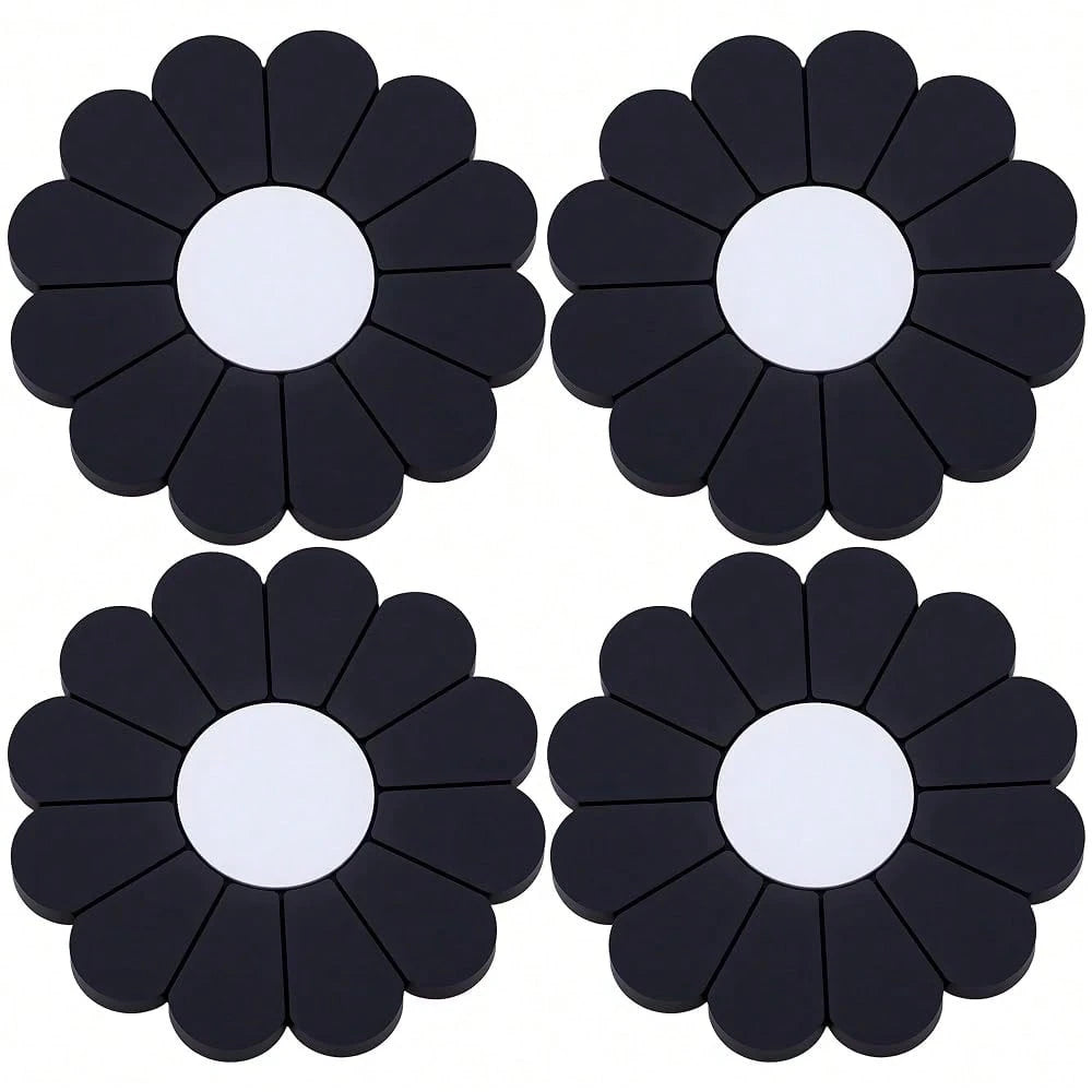 4-Pack Car Cup Holder Coaster Inserts, Daisy Shape, 2.75 Inch Non-Slip Silicone Cup Holder Insert, Universal Non-Slip Cup Holders, Car