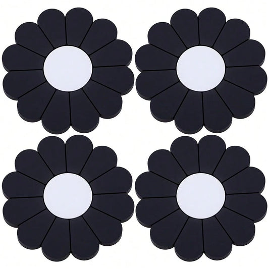 4-Pack Car Cup Holder Coaster Inserts, Daisy Shape, 2.75 Inch Non-Slip Silicone Cup Holder Insert, Universal Non-Slip Cup Holders, Car