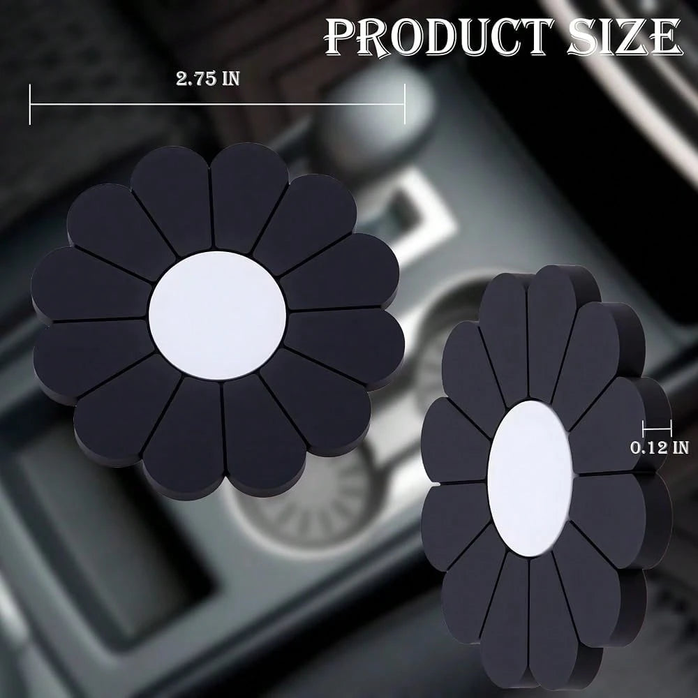 4-Pack Car Cup Holder Coaster Inserts, Daisy Shape, 2.75 Inch Non-Slip Silicone Cup Holder Insert, Universal Non-Slip Cup Holders, Car