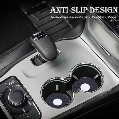 4-Pack Car Cup Holder Coaster Inserts, Daisy Shape, 2.75 Inch Non-Slip Silicone Cup Holder Insert, Universal Non-Slip Cup Holders, Car