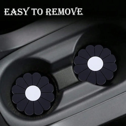 4-Pack Car Cup Holder Coaster Inserts, Daisy Shape, 2.75 Inch Non-Slip Silicone Cup Holder Insert, Universal Non-Slip Cup Holders, Car