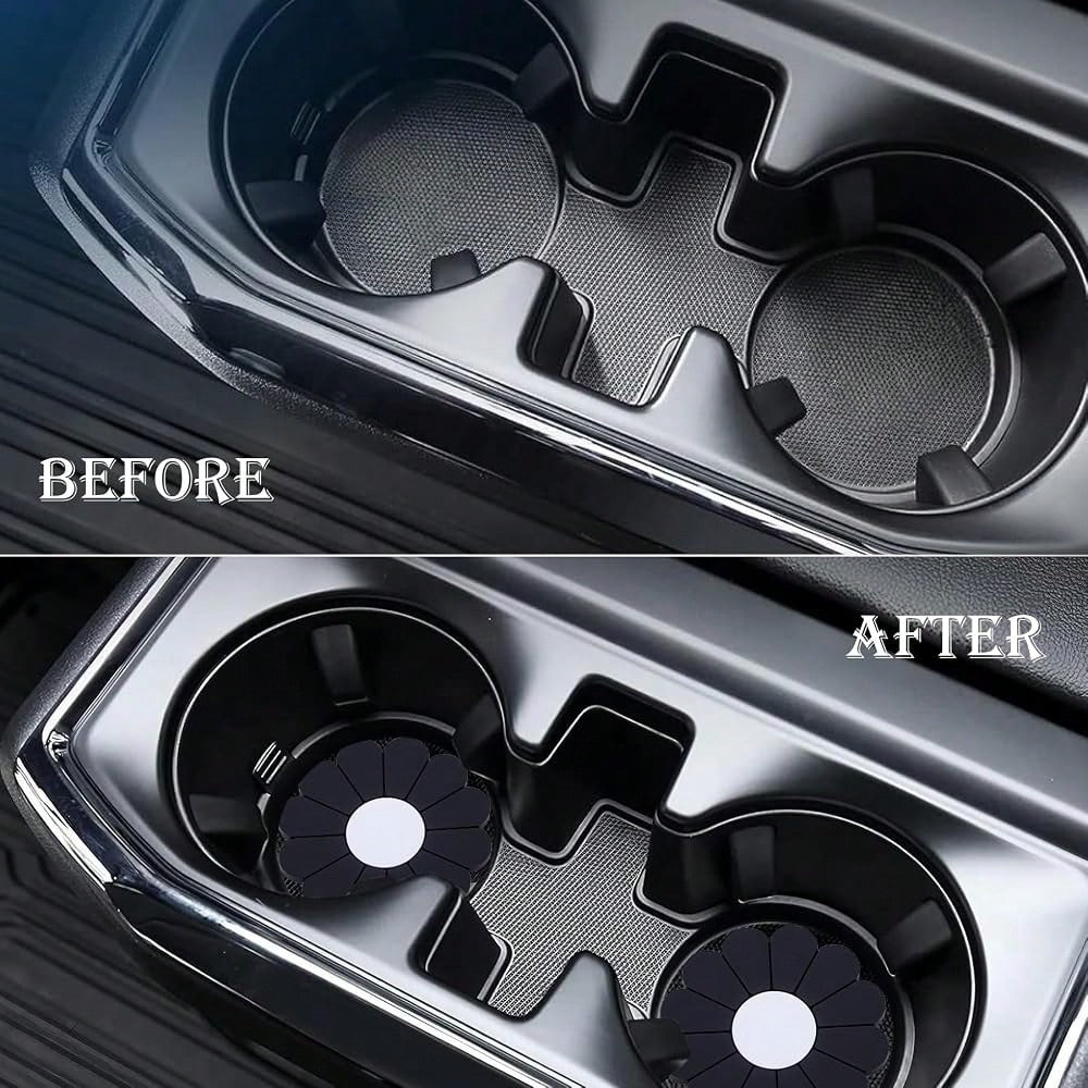 4-Pack Car Cup Holder Coaster Inserts, Daisy Shape, 2.75 Inch Non-Slip Silicone Cup Holder Insert, Universal Non-Slip Cup Holders, Car