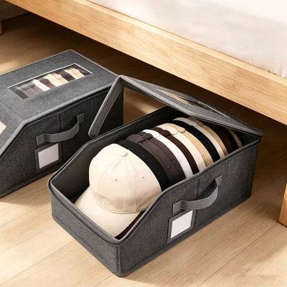 4 Pack Hat Storage For Baseball Caps, Hat Box With Clear View Window, Hat Organizer For Baseball Caps Holds