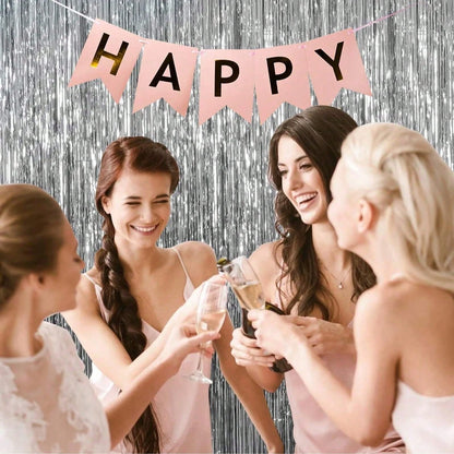 4 Packs Foil Curtain Backdrop Silver Metallic Tinsel Foil Fringe Curtains Photo Booth Props For Birthday Wedding Engagement Nursery Decor Baby Shower Bachelorette Christmas Holiday Celebration Party D