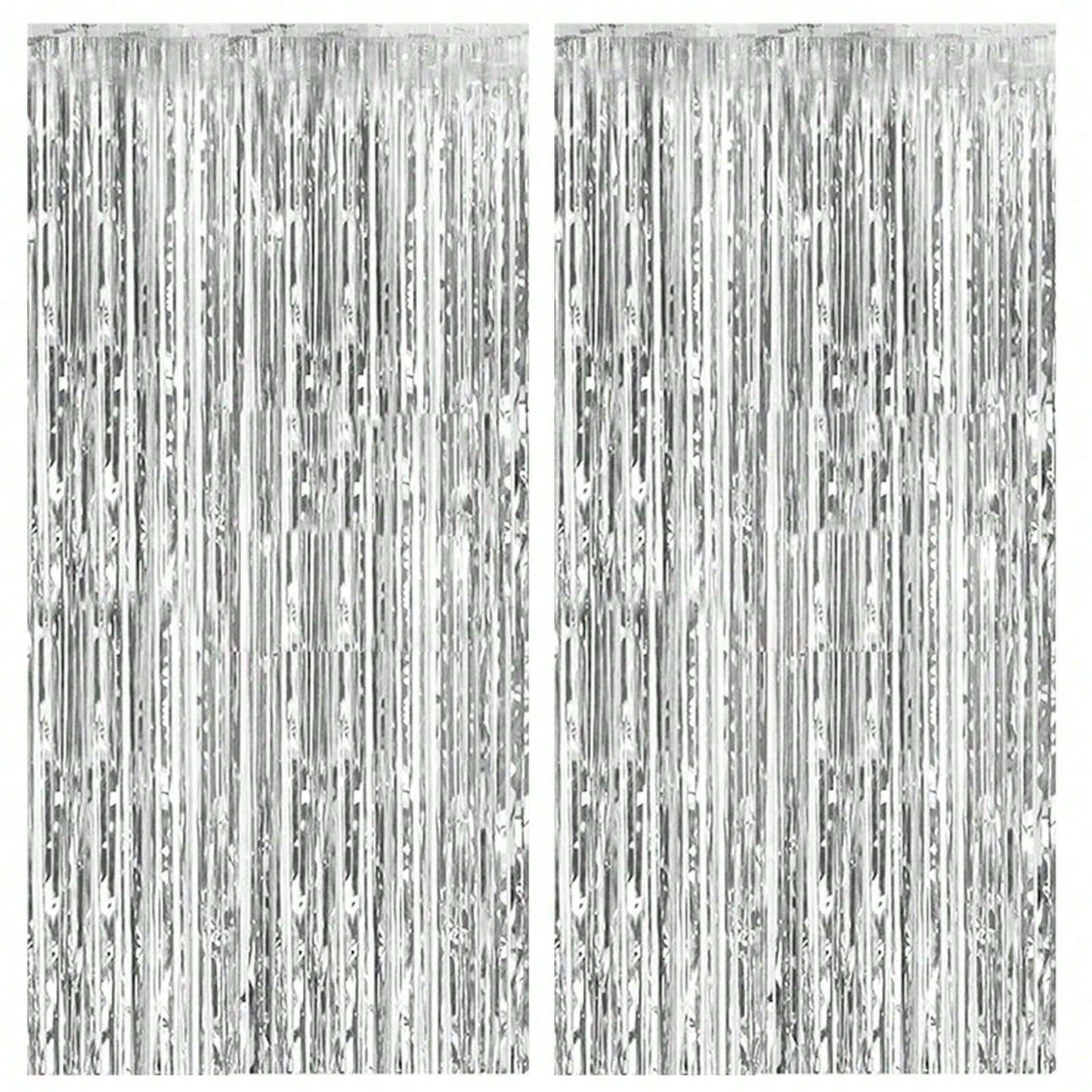 4 Packs Foil Curtain Backdrop Silver Metallic Tinsel Foil Fringe Curtains Photo Booth Props For Birthday Wedding Engagement Nursery Decor Baby Shower Bachelorette Christmas Holiday Celebration Party D