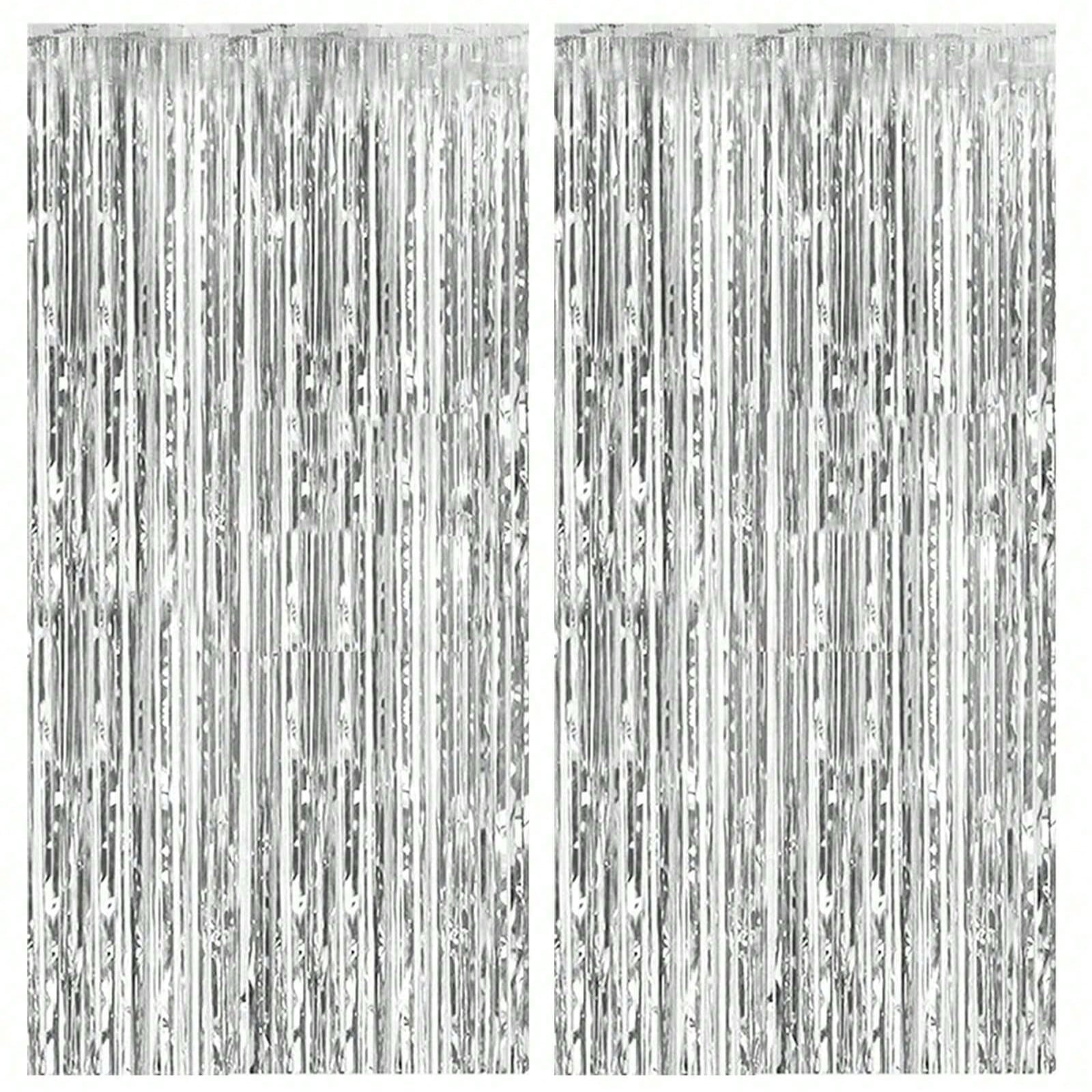 4 Packs Foil Curtain Backdrop Silver Metallic Tinsel Foil Fringe Curtains Photo Booth Props For Birthday Wedding Engagement Nursery Decor Baby Shower Bachelorette Christmas Holiday Celebration Party D