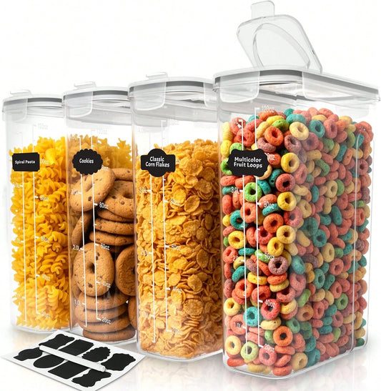 4 PCS Cereal Containers Storage Set, Airtight Food Storage Containers For Pet Food Nuts,Cereal Dispenser For Kitchen Pantry Organization.{120OZ)