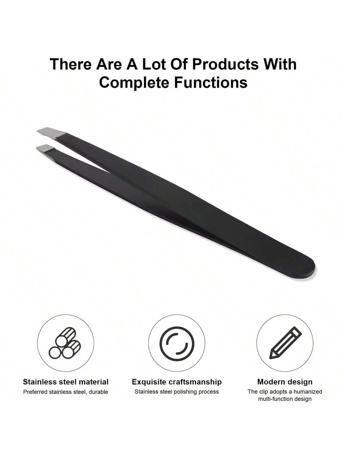 4 Pcs Precision Tweezers Set For Eyebrows,Black Stainless Steel Eyebrow Tweezers, Flat Mouth, Slanted Mouth, Pointed Nose Clip, Eyebrow Trimming, False Eyelash Grafting, Beard Pulling Tool,Eyebrow Tri