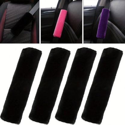 4-Piece Car Seat Belt Plush Pad Shoulder Cover, Seat Belt Protective Pad, Adjustable Soft Plush Shoulder Strap To Protect The Neck And Shoulders.