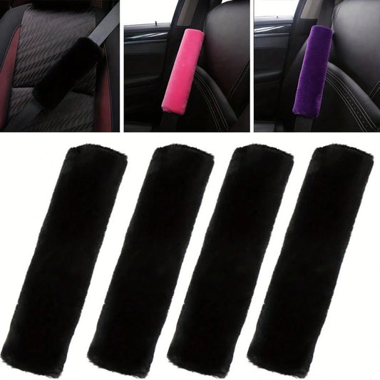 4-Piece Car Seat Belt Plush Pad Shoulder Cover, Seat Belt Protective Pad, Adjustable Soft Plush Shoulder Strap To Protect The Neck And Shoulders.