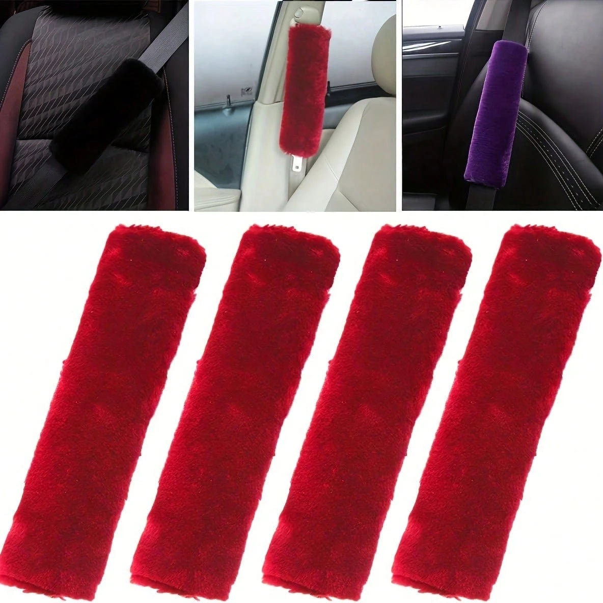 4-Piece Car Seat Belt Plush Pad Shoulder Cover, Seat Belt Protective Pad, Adjustable Soft Plush Shoulder Strap To Protect The Neck And Shoulders.