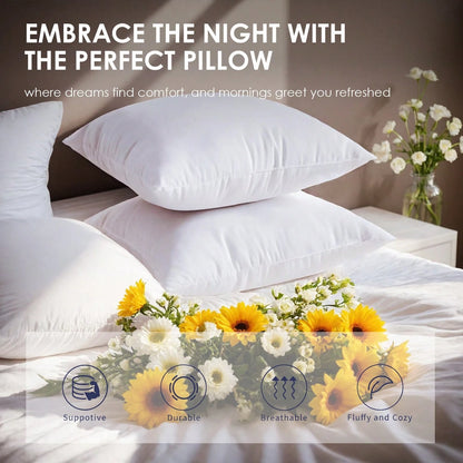 4-Piece White Pillow Core, Lightweight Down Instead Of Polyester Pillow, Sofa Cushion, Bed Pillow (4pc)