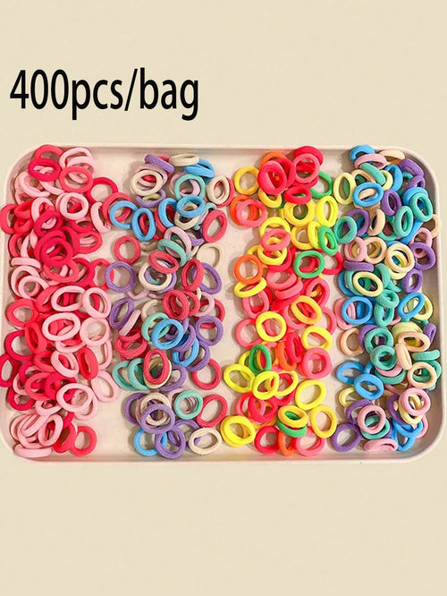 400pcs/Pack Colorful Cute Hair Ties For Kids, Holiday Party Decoration Hair Accessories