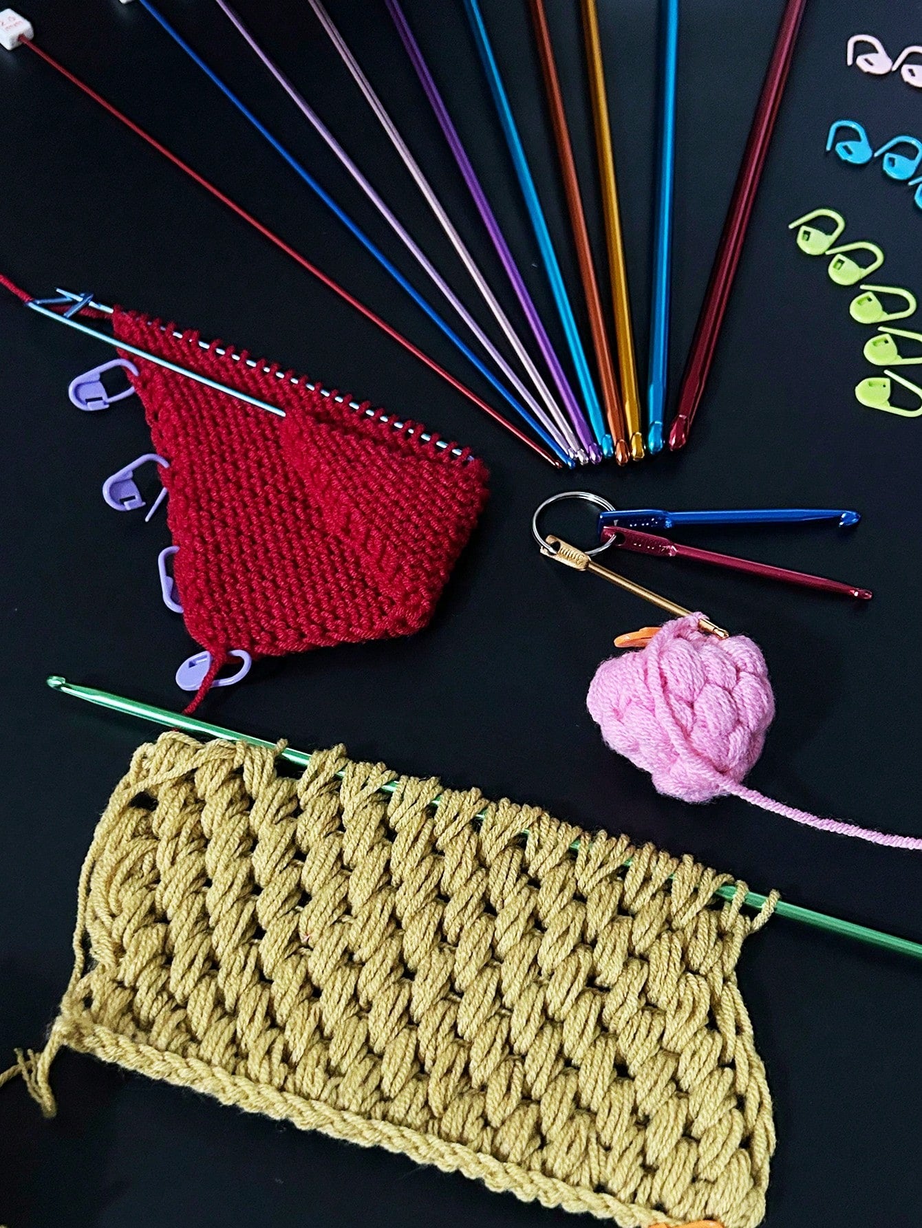 44pcs Tunisian Crochet Set, Includes 11pcs 2.0-8.0mm Metal Long Crochet Hooks And 33pcs Auxiliary Accessories, Extra Long Crochet Hook Set