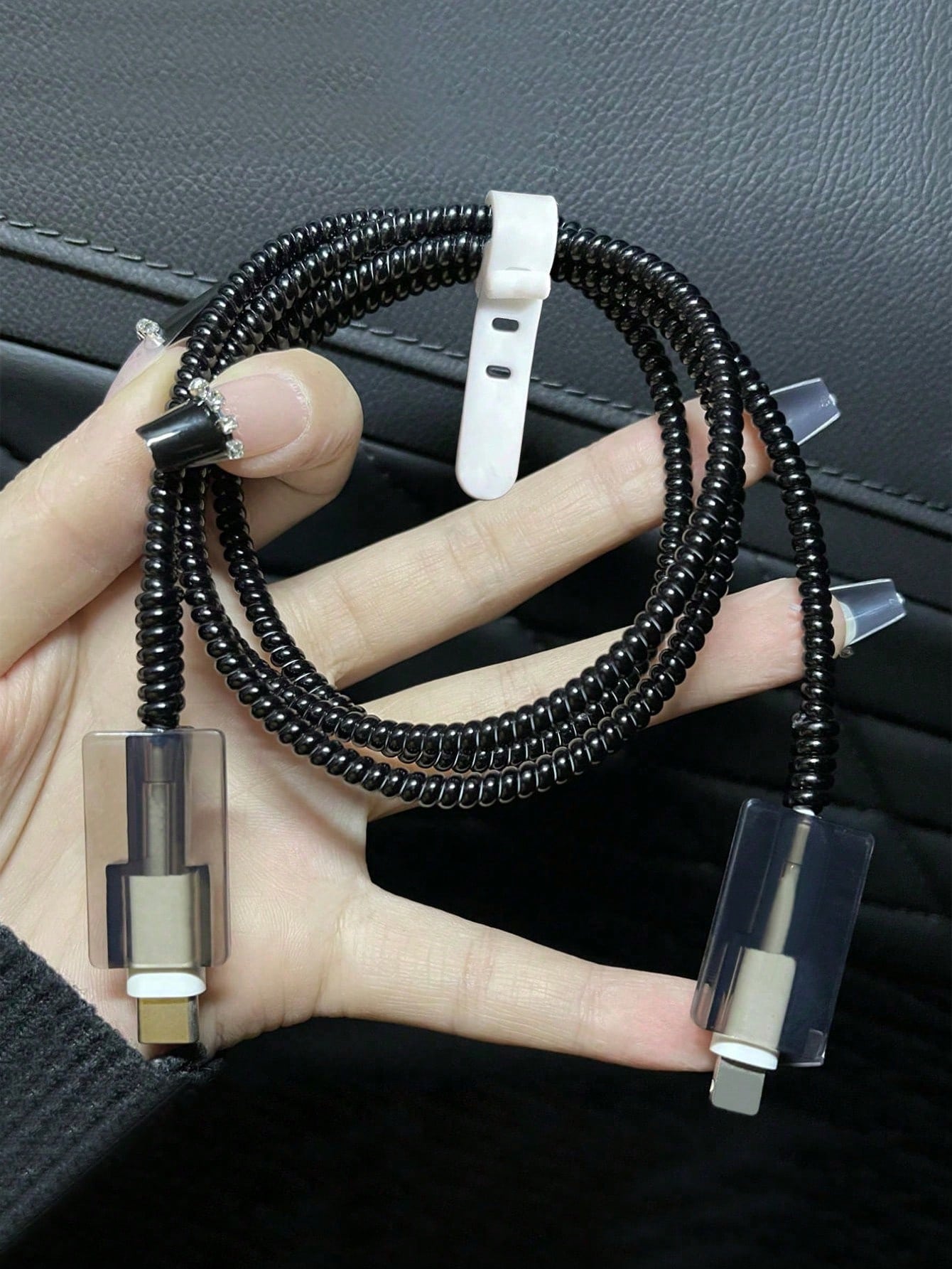 4pcs 1.5m Data Cable Protector Sleeves, Anti-Breaking Charging Cable Protector Covers, Compatible With 20W Fast Charging Cable Compatible With Iphone, Black Charger Protector