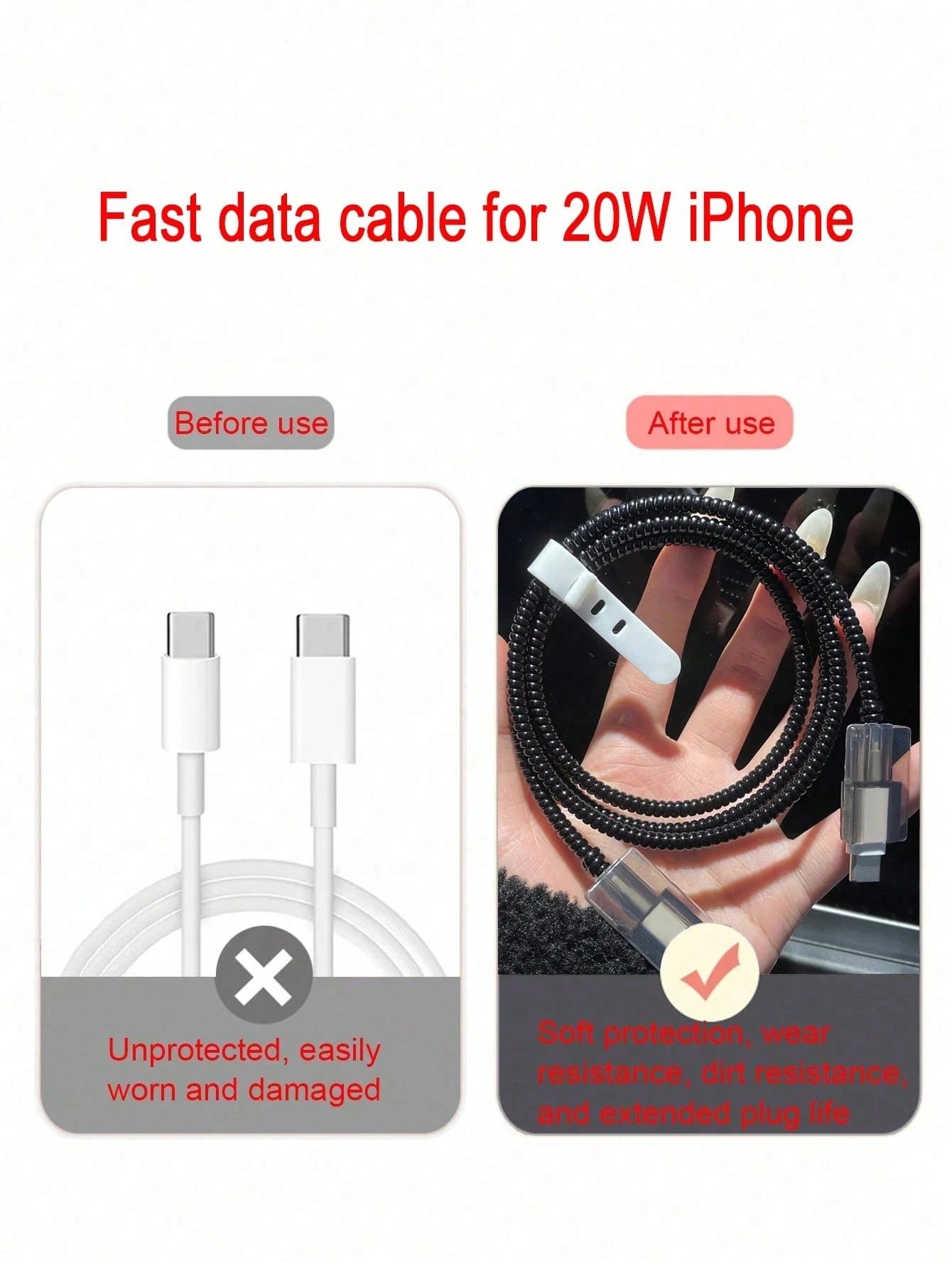 4pcs 1.5m Data Cable Protector Sleeves, Anti-Breaking Charging Cable Protector Covers, Compatible With 20W Fast Charging Cable Compatible With Iphone, Black Charger Protector