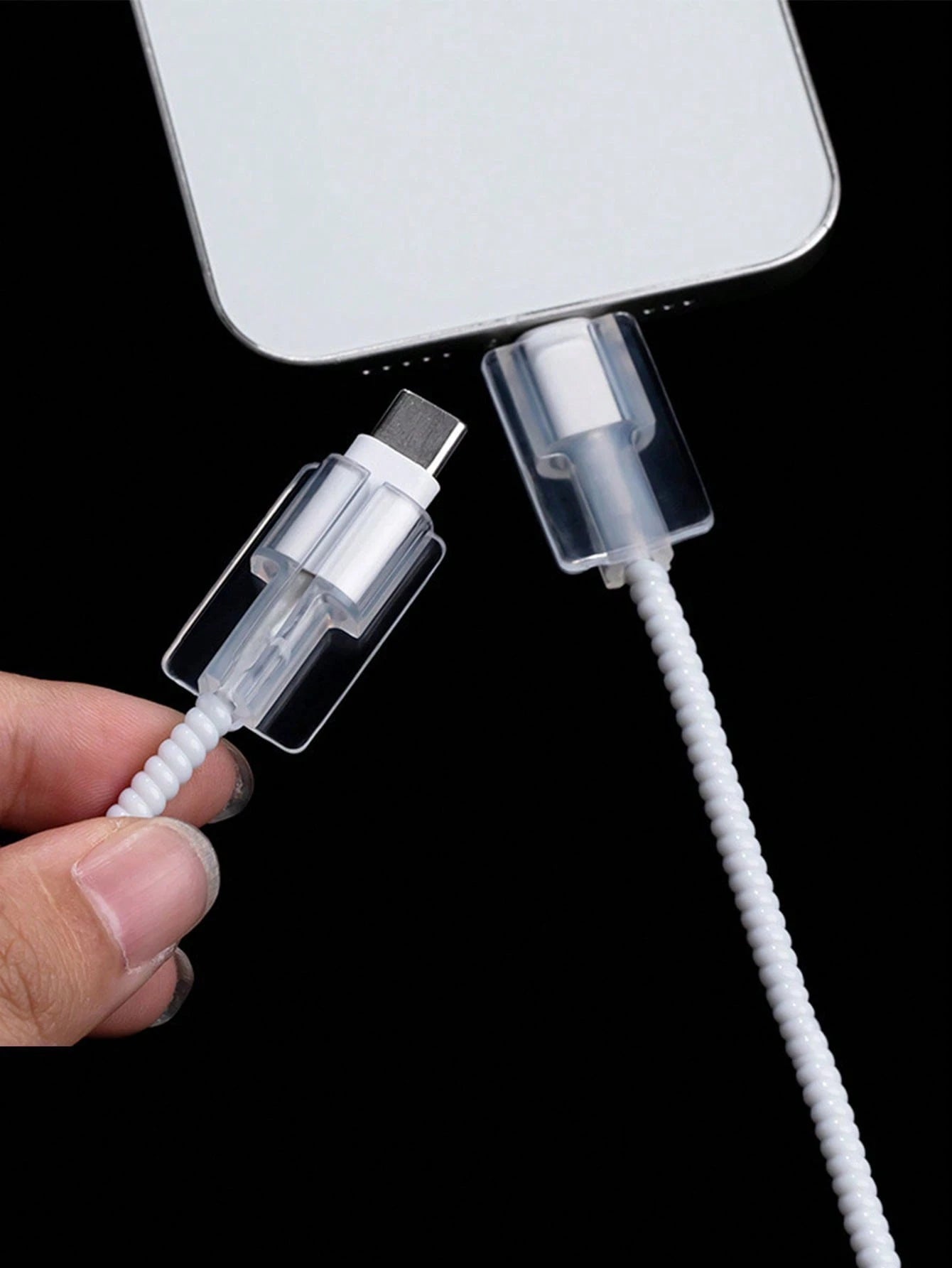 4pcs 1.5m Data Cable Protector Sleeves, Anti-Breaking Charging Cable Protector Covers, Compatible With 20W Fast Charging Cable Compatible With Iphone, Black Charger Protector