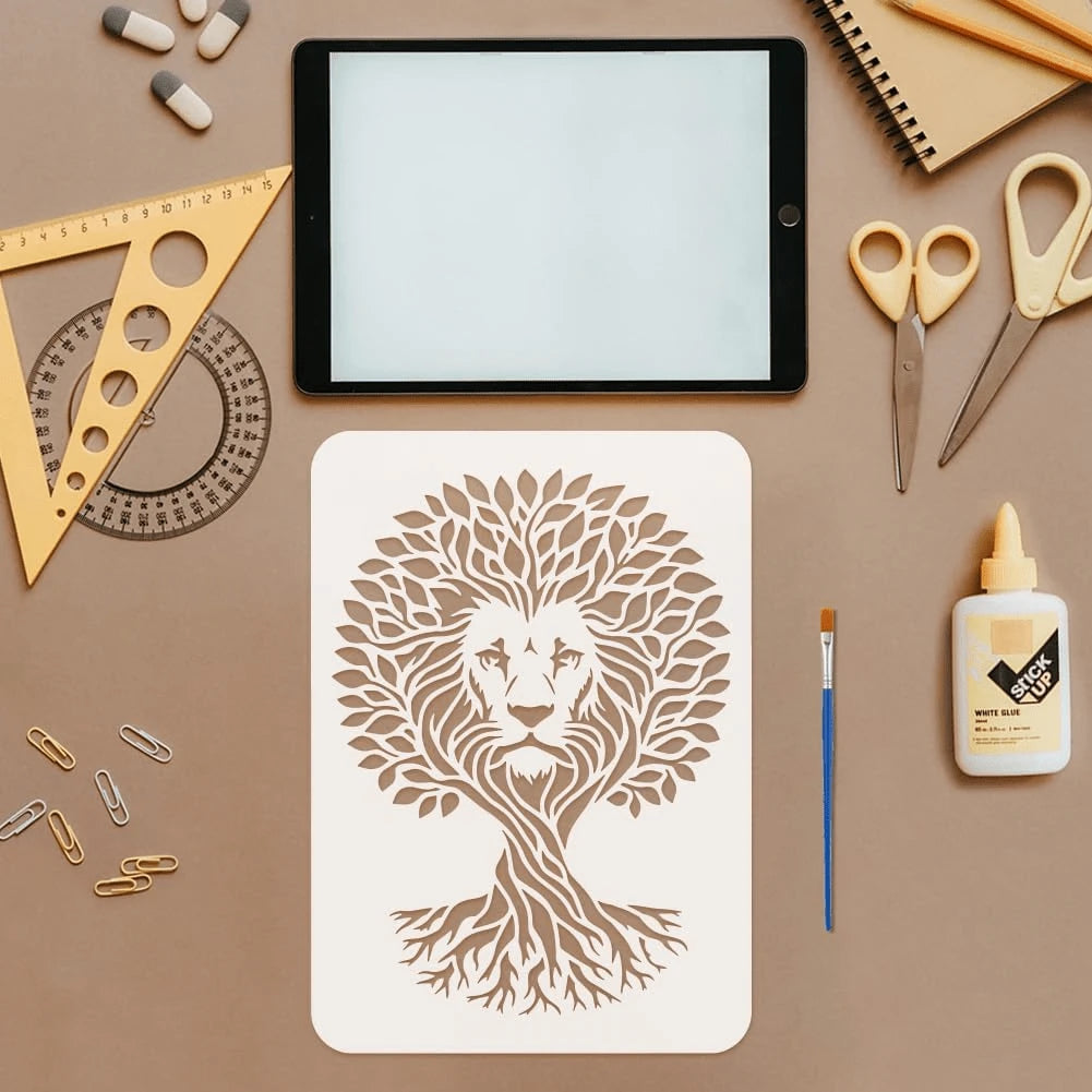 4pcs Animal Tree Of Life Painting Stencils, Washable And Reusable Tree Animal Doodle Templates, Suitable For DIY Crafts And Home Decor