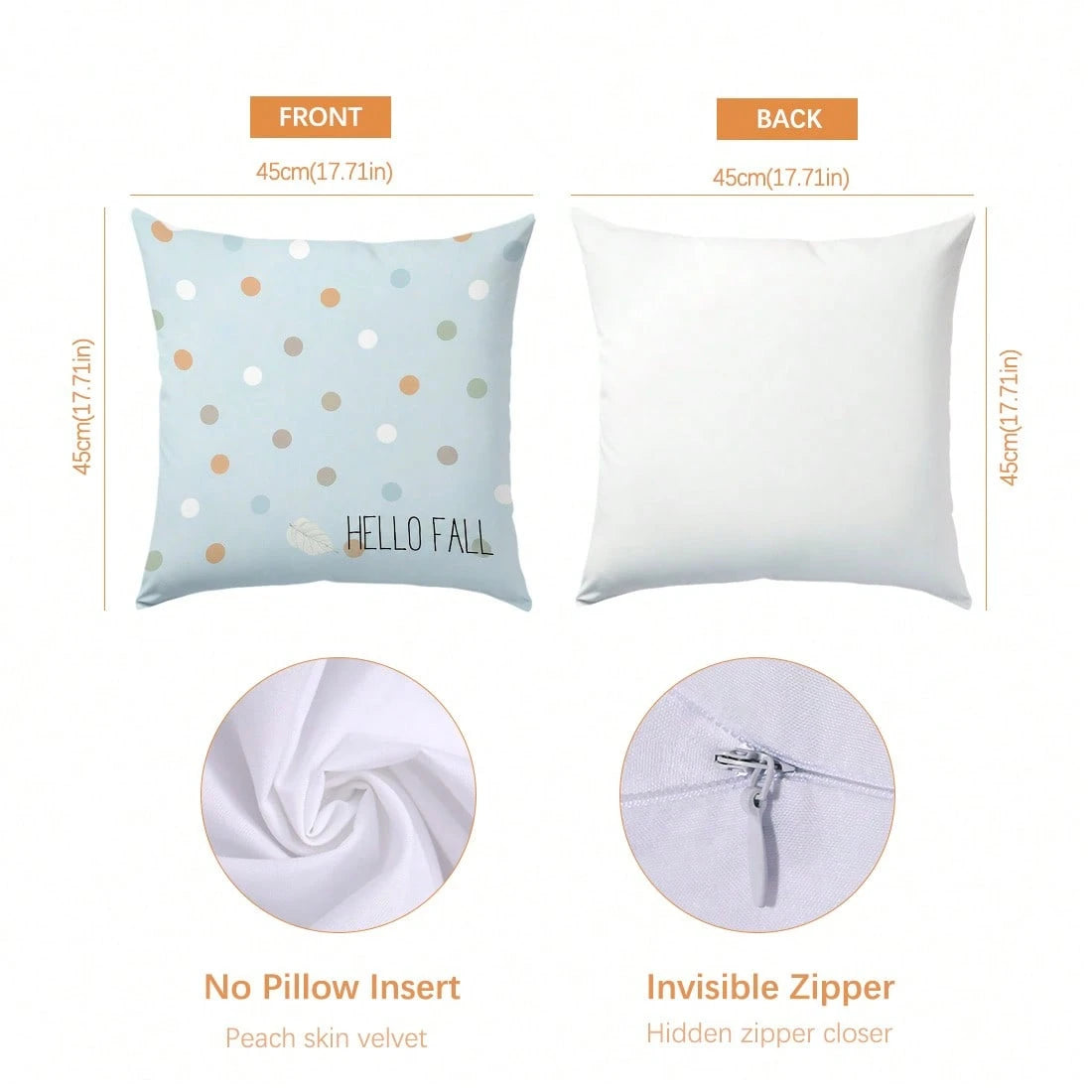 4pcs Autumn Blue Pumpkin Pattern Cushion Covers, Single-Sided Printed Skin-Friendly Peach Skin Velvet Material, 45*45CM Pillow Covers Suitable For Room Decoration, Indoor Sofa Living Room Decoration