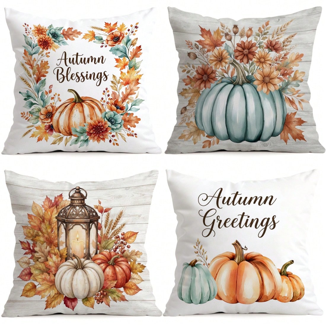 4pcs Autumn Maple Leaf & Pumpkin Decorative Pattern Single-Sided Printed Throw Pillow Covers/Cushion Covers, Multi-Scene Atmosphere Decor Pillow Covers Suitable For Living Room, Sofa, Bedroom, Pillow
