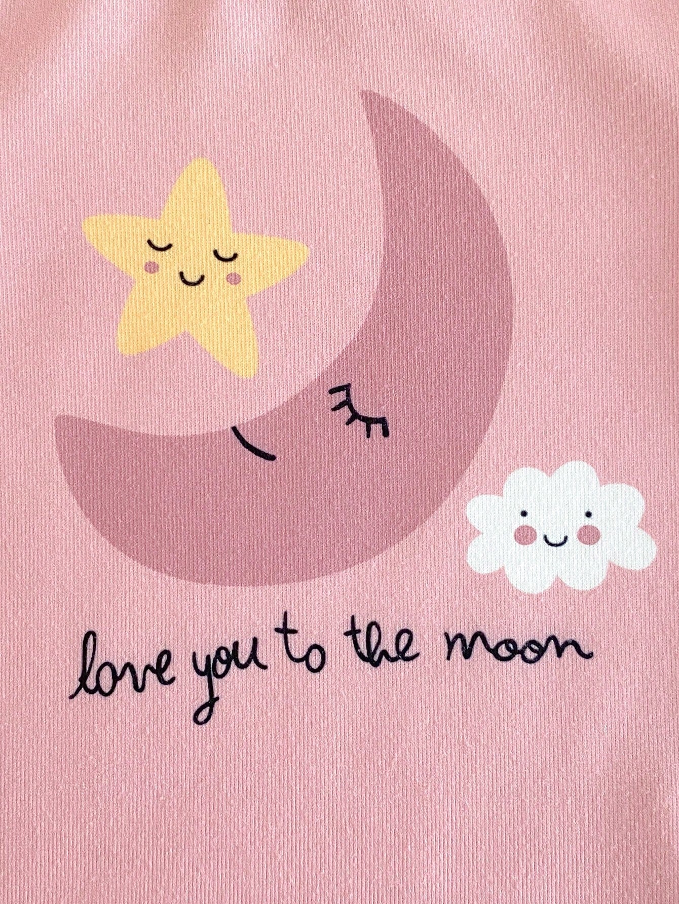4pcs Baby Girls' Light Pink,Summer,Cute,Graphic,Holiday Star,Moon,Cloud Print Rib Knit Crew Neck Short Sleeve Top And Pants Snug Fit Pajama Set