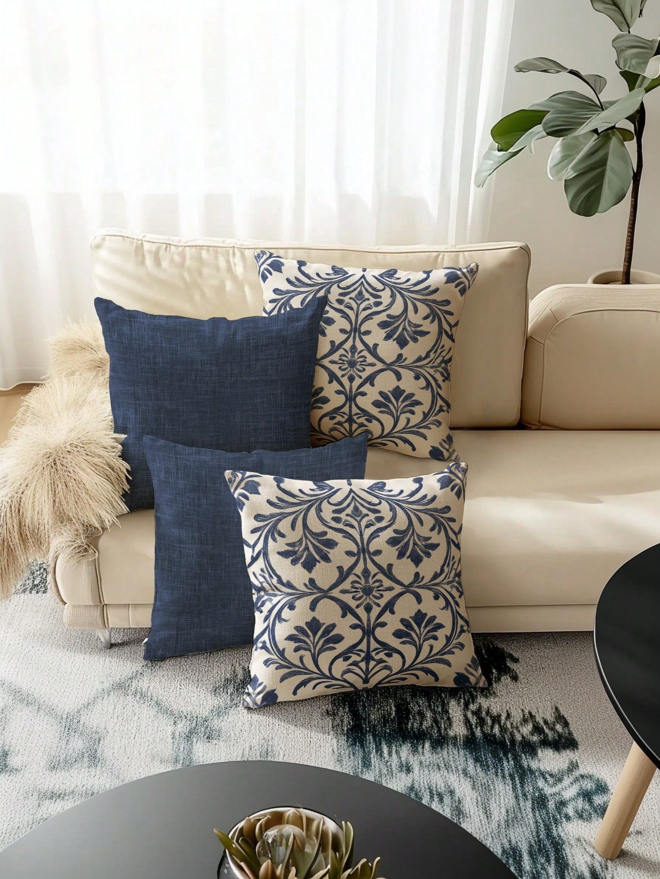4pcs,Bohemian Style Pillow Covers,Home Decor,Gift,Polyester Material,Hidden Zipper,No Filling,Suitable For Home Decor,Living Room Decor,Pillow Covers,Cushion Covers,Pillowcase,Sofa Decorative Cushion