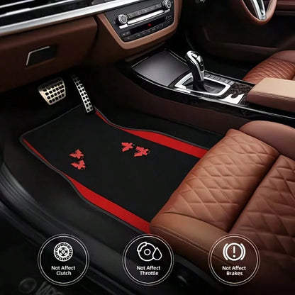4pcs Car Floor Mats Set| All-Season Vehicle Carpet Protection- All-Weather Red Butterfly Design Polyester Mats| Suitable For Sedan, Truck, SUV- Christmas And Halloween Gift For Men And Women