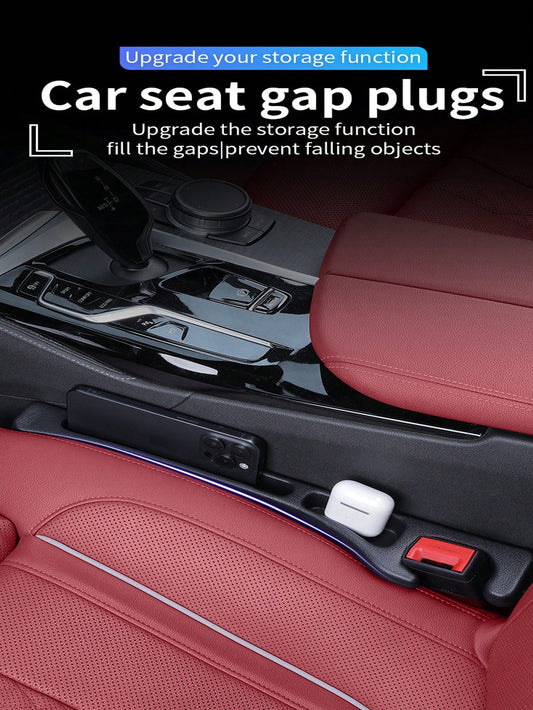4pcs Car Seat Gap Strips Seam Soft Filler Side Leak-Proof Filling Plug Spacer, Seat Gap Filler Storage Bag, Double Compartment Design, Suitable For Keys, Mobile Phones, Made Of Soft Material, No Defor