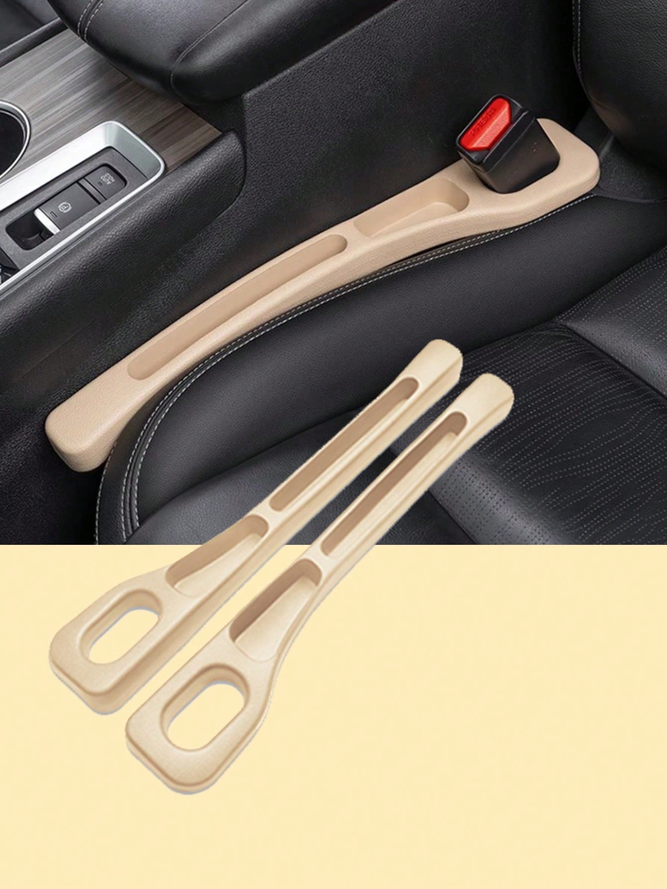 4pcs Car Seat Gap Strips Seam Soft Filler Side Leak-Proof Filling Plug Spacer, Seat Gap Filler Storage Bag, Double Compartment Design, Suitable For Keys, Mobile Phones, Made Of Soft Material, No Defor