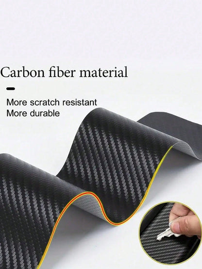 4Pcs Carbon Fiber Car Door Sill Protector Strip- Anti-Scratch Anti-Collision Guard, Carbon Fiber Leather Front & Rear Sill Sticker, Decorative Auto Door Protection Film, Interior Accessory