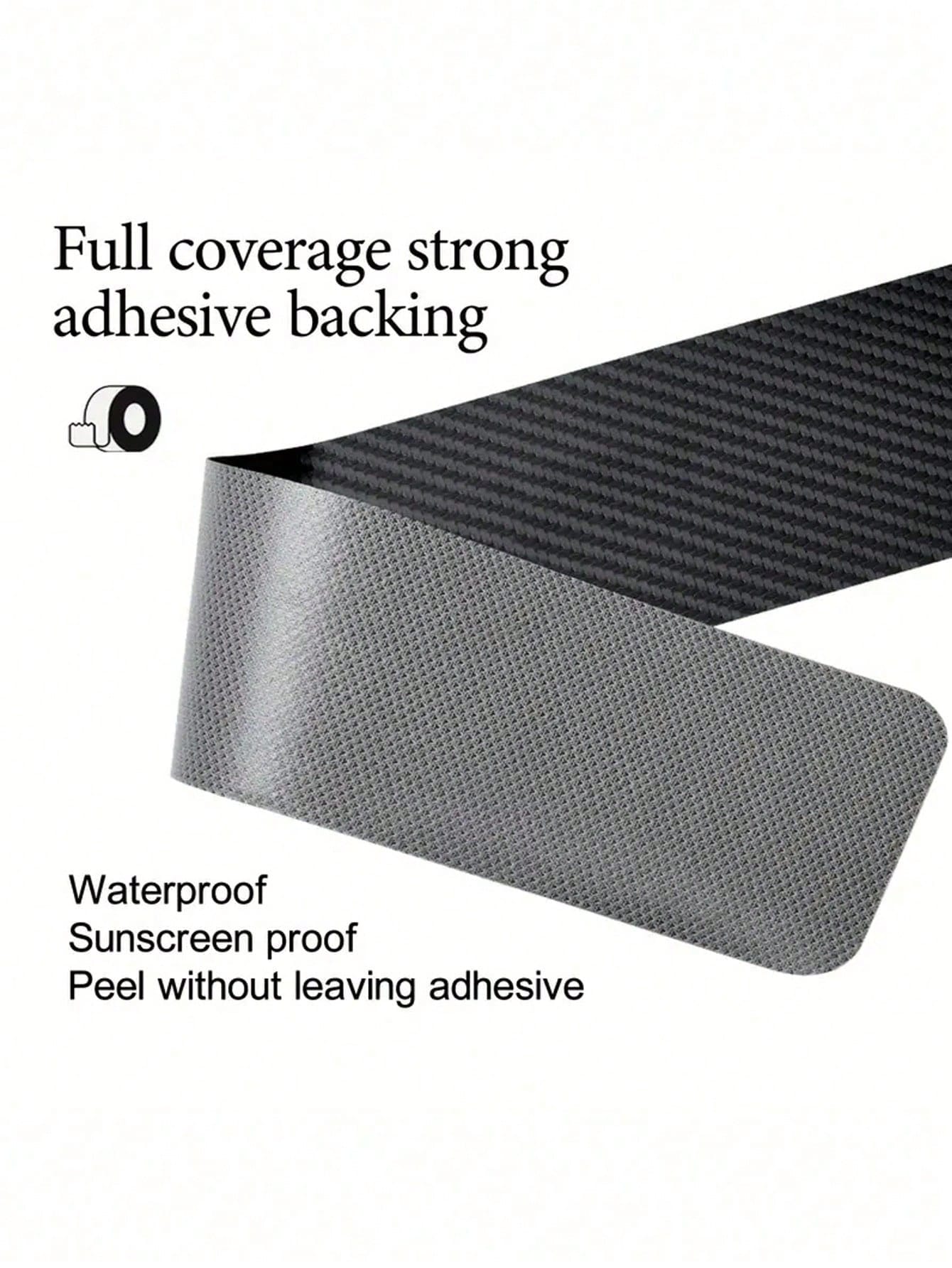 4Pcs Carbon Fiber Car Door Sill Protector Strip- Anti-Scratch Anti-Collision Guard, Carbon Fiber Leather Front & Rear Sill Sticker, Decorative Auto Door Protection Film, Interior Accessory
