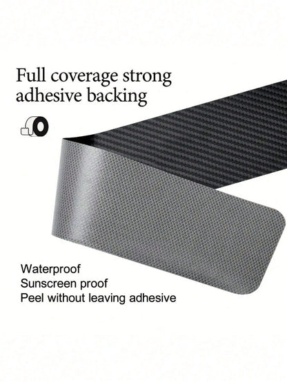 4Pcs Carbon Fiber Car Door Sill Protector Strip- Anti-Scratch Anti-Collision Guard, Carbon Fiber Leather Front & Rear Sill Sticker, Decorative Auto Door Protection Film, Interior Accessory