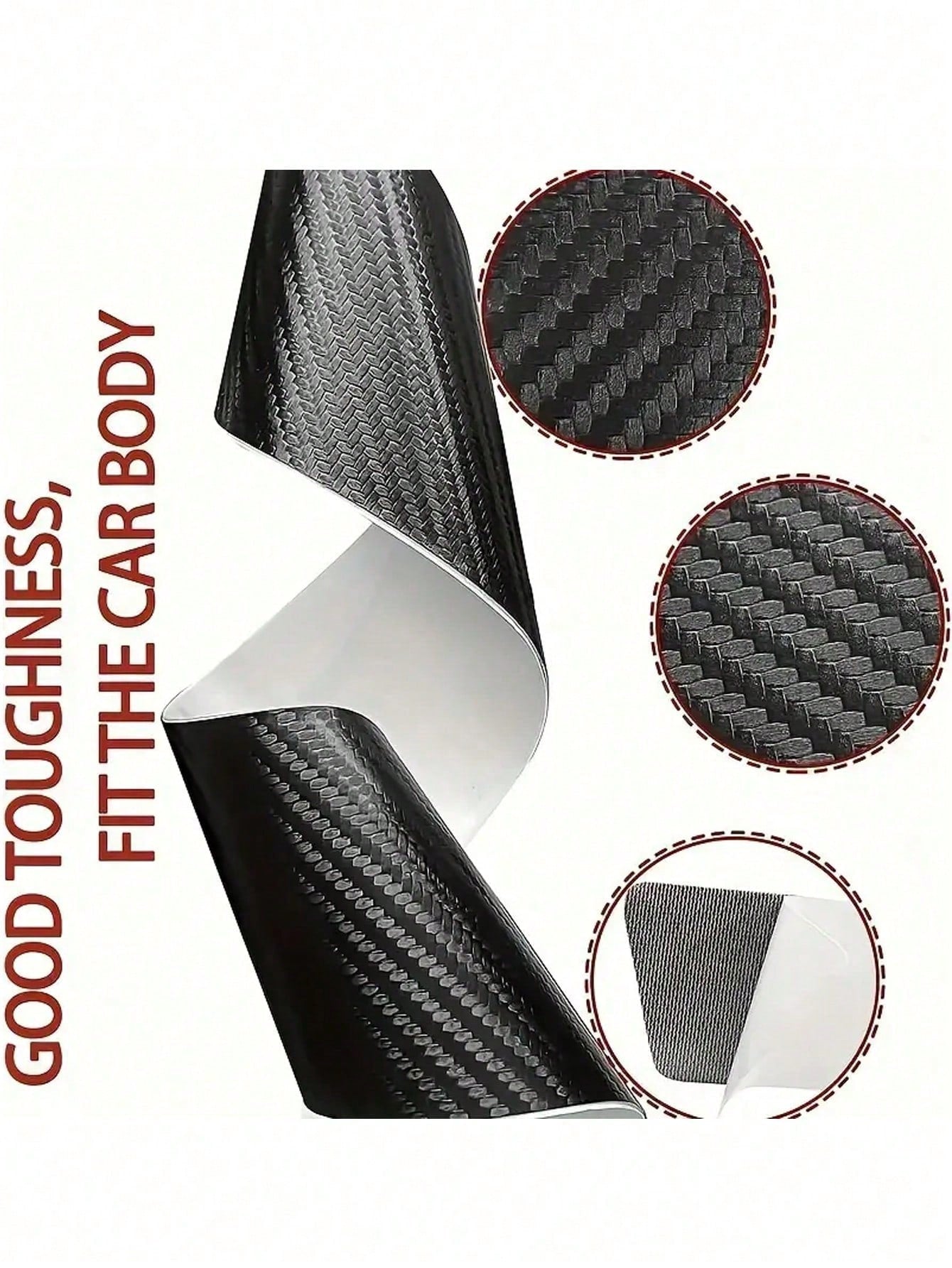 4Pcs Carbon Fiber Car Door Sill Protector Strip- Anti-Scratch Anti-Collision Guard, Carbon Fiber Leather Front & Rear Sill Sticker, Decorative Auto Door Protection Film, Interior Accessory
