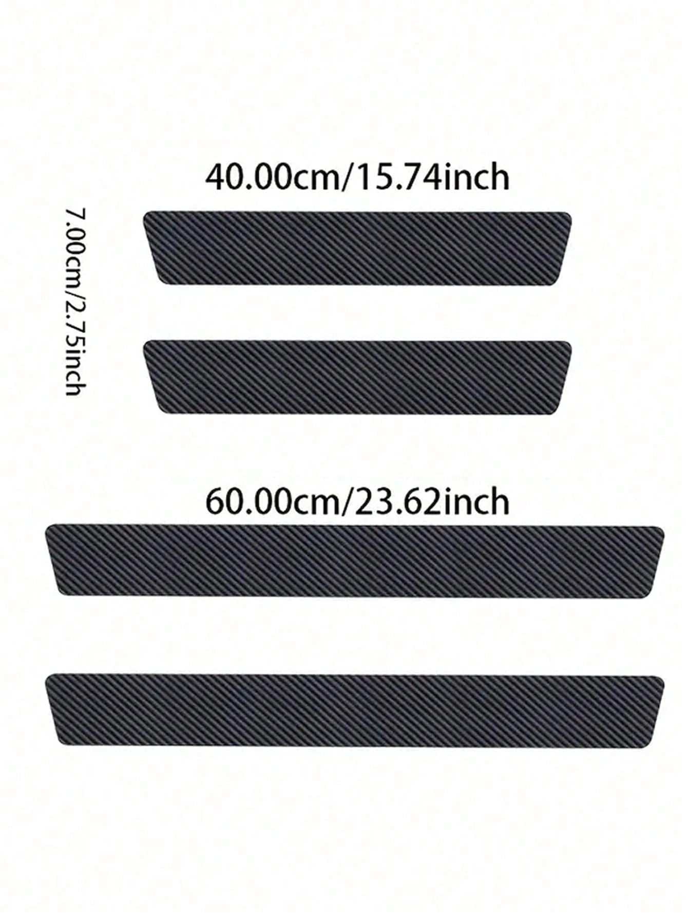 4Pcs Carbon Fiber Car Door Sill Protector Strip- Anti-Scratch Anti-Collision Guard, Carbon Fiber Leather Front & Rear Sill Sticker, Decorative Auto Door Protection Film, Interior Accessory