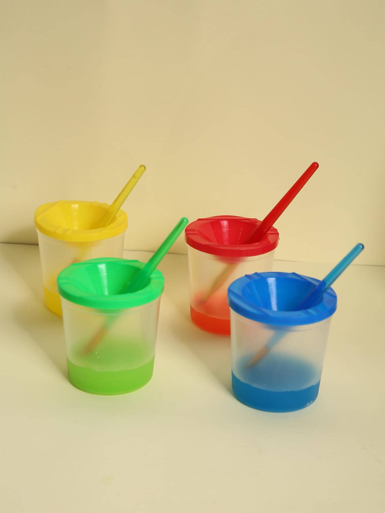 4pcs Children's Painting Cup Set, Diy Art Supplies Colorful Brush Washing Barrel And Cup, Random Color Back To School,Back To School,School Supplies