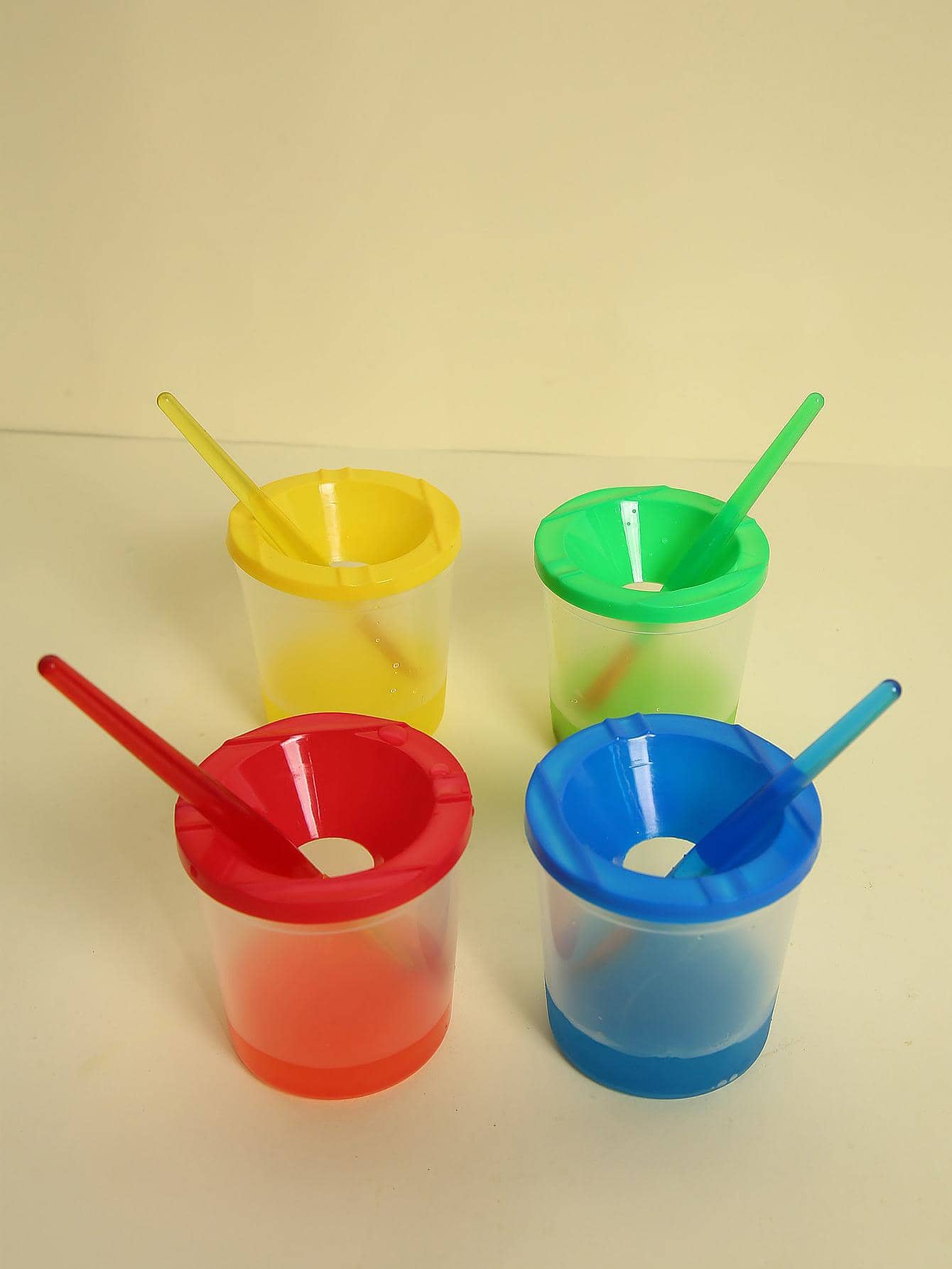 4pcs Children's Painting Cup Set, Diy Art Supplies Colorful Brush Washing Barrel And Cup, Random Color Back To School,Back To School,School Supplies