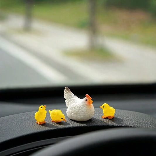 4pcs "Corner Nesting Lucky Chick" Car Interior Decor/Dashboard Creative Warm Chick Figurine