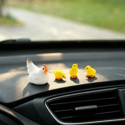 4pcs "Corner Nesting Lucky Chick" Car Interior Decor/Dashboard Creative Warm Chick Figurine