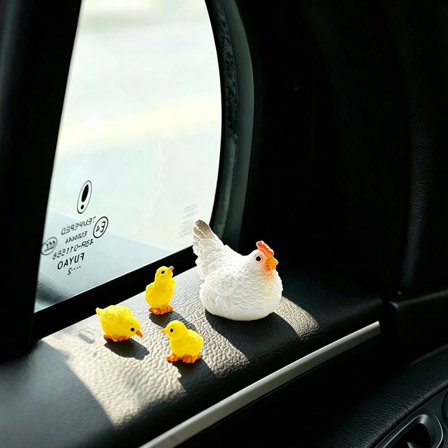 4pcs "Corner Nesting Lucky Chick" Car Interior Decor/Dashboard Creative Warm Chick Figurine