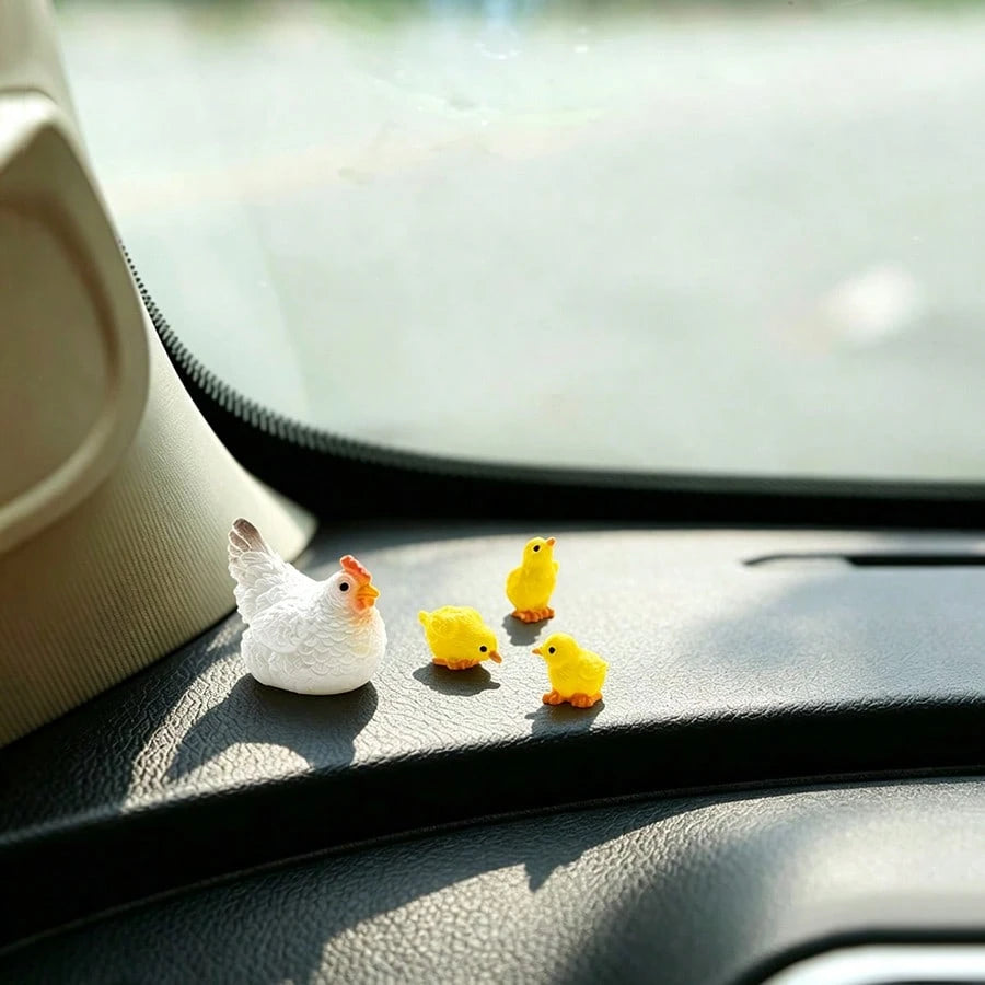 4pcs "Corner Nesting Lucky Chick" Car Interior Decor/Dashboard Creative Warm Chick Figurine